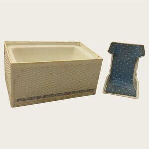 Vintage 1984 Barbie Heart Family Nursery Wicker Bath Tub & Car Seat